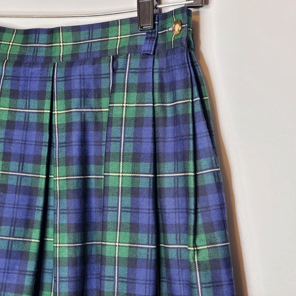 Vintage Sharon Young plaid pleated novelty printed midi skirt academia tartan - Picture 4 of 10